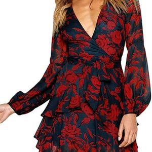 Womans plus size long sleeve ruffle dress